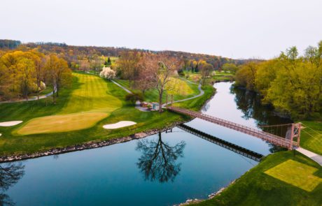 Hudson Valley Wedding Venue Suspension Bridge at West Hills Country Club